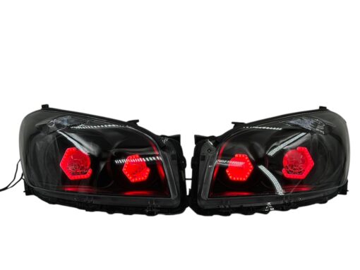 2009-2012 Toyota RAV4 RGB Hex LED Halo Demon Eyes Full Blackout Custom Retrofit Biled Projector Headlights