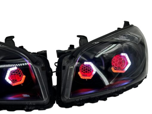 2009-2012 Toyota RAV4 RGB Hex LED Halo Demon Eyes Full Blackout Custom Retrofit Biled Projector Headlights