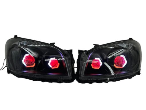 2009-2012 Toyota RAV4 RGB Hex LED Halo Demon Eyes Full Blackout Custom Retrofit Biled Projector Headlights