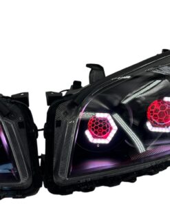 2009-2012 Toyota RAV4 RGB Hex LED Halo Demon Eyes Full Blackout Custom Retrofit Biled Projector Headlights