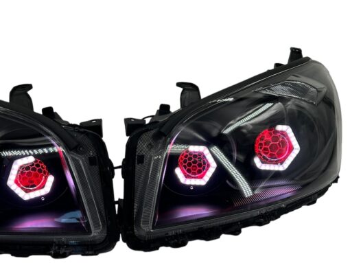 2009-2012 Toyota RAV4 RGB Hex LED Halo Demon Eyes Full Blackout Custom Retrofit Biled Projector Headlights