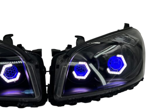 2009-2012 Toyota RAV4 RGB Hex LED Halo Demon Eyes Full Blackout Custom Retrofit Biled Projector Headlights