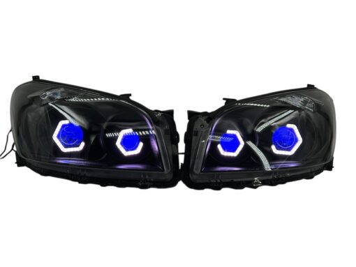 2009-2012 Toyota RAV4 RGB Hex LED Halo Demon Eyes Full Blackout Custom Retrofit Biled Projector Headlights