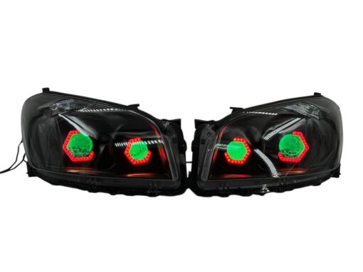 2009-2012 Toyota RAV4 RGB Hex LED Halo Demon Eyes Full Blackout Custom Retrofit Biled Projector Headlights