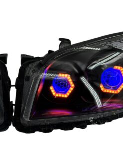 2009-2012 Toyota RAV4 RGB Hex LED Halo Demon Eyes Full Blackout Custom Retrofit Biled Projector Headlights