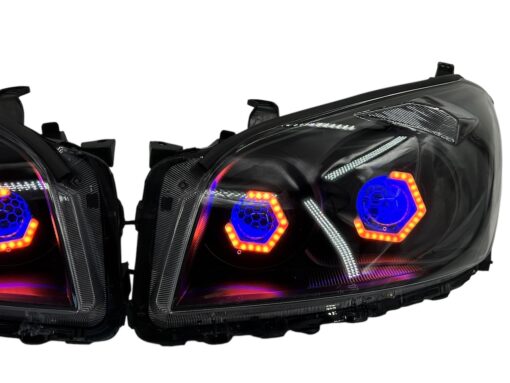 2009-2012 Toyota RAV4 RGB Hex LED Halo Demon Eyes Full Blackout Custom Retrofit Biled Projector Headlights