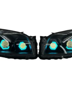 2009-2012 Toyota RAV4 RGB Hex LED Halo Demon Eyes Full Blackout Custom Retrofit Biled Projector Headlights