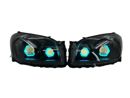 2009-2012 Toyota RAV4 RGB Hex LED Halo Demon Eyes Full Blackout Custom Retrofit Biled Projector Headlights