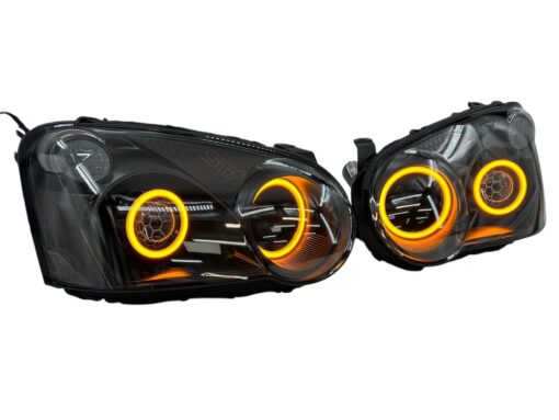 04-05 Subaru Impreza Blobeye WRX/STI Full Switchback LED Halo Black Retrofit Biled Headlights
