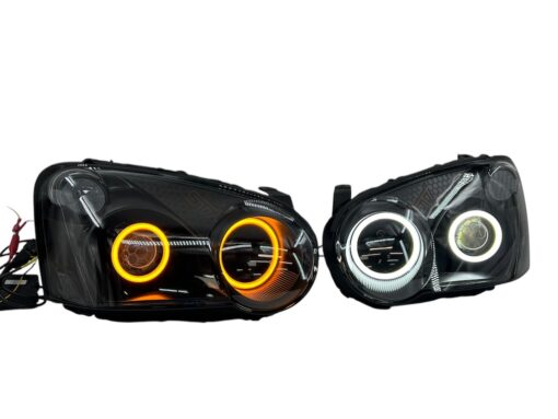 04-05 Subaru Impreza Blobeye WRX/STI Full Switchback LED Halo Black Retrofit Biled Headlights