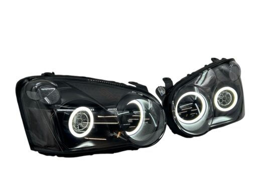04-05 Subaru Impreza Blobeye WRX/STI Full Switchback LED Halo Black Retrofit Biled Headlights