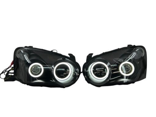 04-05 Subaru Impreza Blobeye WRX/STI Full Switchback LED Halo Black Retrofit Biled Headlights