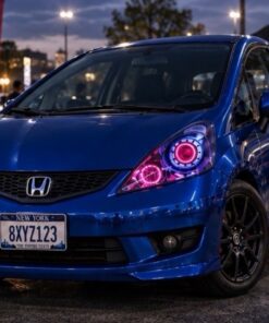 2007-2008 Honda Fit RGB Full Color Change LED Halos Bi-LED Black Retrofit Projector Headlights