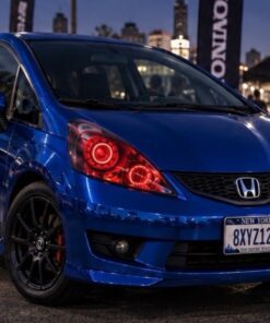 2007-2008 Honda Fit RGB Full Color Change LED Halos Bi-LED Black Retrofit Projector Headlights