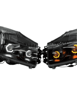 04-15 Nissan Titan / 04-15 Nissan Armada QUAD Bi-LED Projector LED Switchback Hex Halo Black Retrofit Custom Headlamps