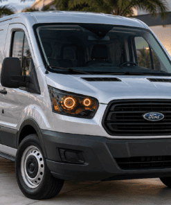 2015-2026 Ford Transit 150 250 350 QUAD Switchback LED Halo Projector Black Retrofit Bi-LED Custom Headlights