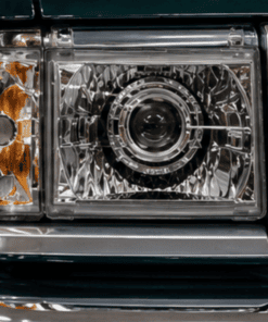 1987-1991 Ford F150 F250 F350 Bronco Headlights w/Corner Signal Bumper Lamps OBS Custom Retrofit Bi-LED Retrofit Projector Headlights OEM Style.
