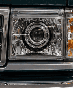 1987-1991 Ford F150 F250 F350 Bronco Headlights w/Corner Signal Bumper Lamps OBS Custom Retrofit Bi-LED Retrofit Projector Headlights OEM Style.